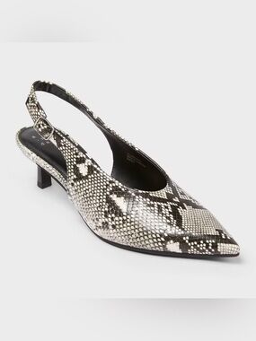 ‘Samantha’ Snakeskin Heels with Memory Foam Insole – A New Day, Cream, 11 US NWB
